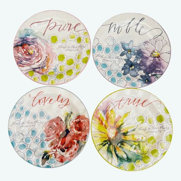 Mary & Martha think on these things Dessert Plates Set of 4 - Picture 1 of 10